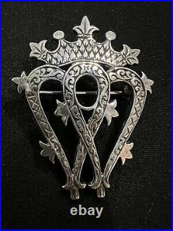 Vintage Scottish Sterling Silver Pin Brooch Luckenbooth John Hart Iona Heart