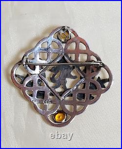 Vintage Scottish Sterling Silver Pin With Citrine 1957