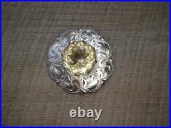Vintage Scottish WBS Silver Sterling Large 28ct Citrine Kilt Pin Brooch c1967