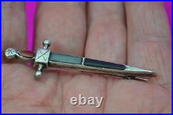 Vintage Scottish sterling silver Brooch Hardstone Sword R A Edinburgh 1965