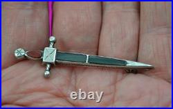 Vintage Scottish sterling silver Brooch Hardstone Sword R A Edinburgh 1965