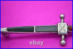 Vintage Scottish sterling silver Brooch Hardstone Sword R A Edinburgh 1965