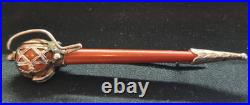 Vintage Scottish sterling silver & agate dirk brooch kilt pin sword