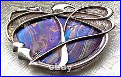 Vintage Sterling PAT CHENEY Ditchfield Art Glass Brooch/Pendant -Celtic Nouveau