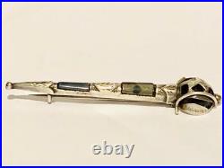 Vintage Sterling Silver Agate Dagger Sword Scottish Kilt Pin Brooch Jewellery