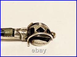 Vintage Sterling Silver Agate Dagger Sword Scottish Kilt Pin Brooch Jewellery