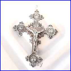 Vintage Sterling Silver Celtic Cross Pendant Necklace Scottish Irish Wedding
