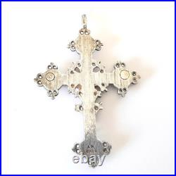 Vintage Sterling Silver Celtic Cross Pendant Necklace Scottish Irish Wedding
