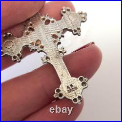 Vintage Sterling Silver Celtic Cross Pendant Necklace Scottish Irish Wedding