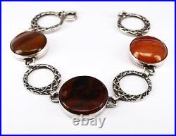 Vintage Sterling Silver Celtic Scottish Agate Bracelet Beautiful Design