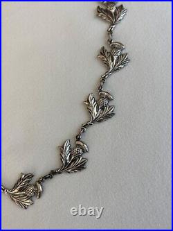 Vintage Sterling Silver Danecraft Scottish Thistle Link Charm Necklace 15