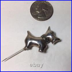 Vintage Sterling Silver Marcasite Scottish Terrier Dog Pin 8 Gram 2 3/8X 1 1/8