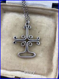 Vintage Sterling Silver Ola Gorie St Nicolas Cross pendant Necklace Scottish