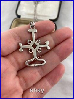 Vintage Sterling Silver Ola Gorie St Nicolas Cross pendant Necklace Scottish