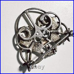 Vintage Sterling Silver Ola Gorie Tree Of Life Brooch Lovebirds Scottish (t5)