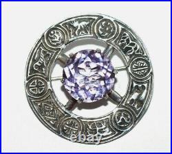 Vintage Sterling Silver Scottish Amethyst Pin Brooch by Robert Allison
