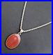 Vintage Sterling Silver & Scottish Banded Agate Pendant + 21 Heavy Stg. Chain