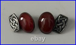 Vintage Sterling Silver Scottish Carnelian Agate Cufflinks By John Hart Iona