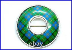 Vintage Sterling Silver Scottish Clan Malcolm Tartan Brooch 24.6 grams