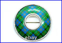 Vintage Sterling Silver Scottish Clan Malcolm Tartan Brooch 24.6 grams