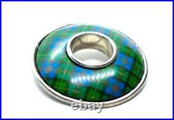 Vintage Sterling Silver Scottish Clan Malcolm Tartan Brooch 24.6 grams