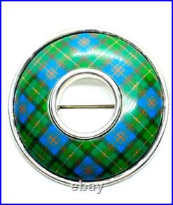 Vintage Sterling Silver Scottish Clan Malcolm Tartan Brooch 24.6 grams