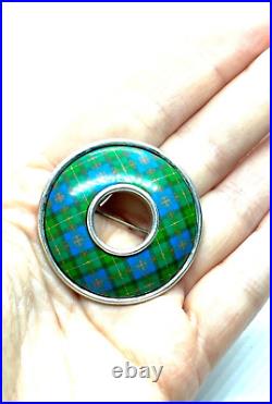 Vintage Sterling Silver Scottish Clan Malcolm Tartan Brooch 24.6 grams