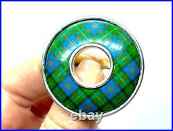 Vintage Sterling Silver Scottish Clan Malcolm Tartan Brooch 24.6 grams