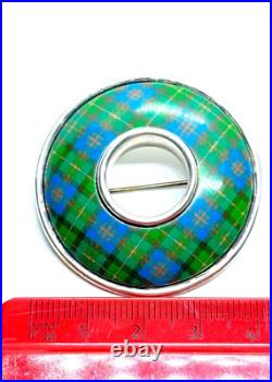 Vintage Sterling Silver Scottish Clan Malcolm Tartan Brooch 24.6 grams