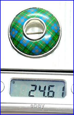 Vintage Sterling Silver Scottish Clan Malcolm Tartan Brooch 24.6 grams