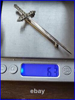 Vintage Sterling Silver Scottish Kilt Sword Brooch Fully Hallmarked