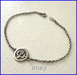 Vintage Sterling Silver Scottish Thistle Bracelet 7.25 ST SIL 925 H-in-Circle
