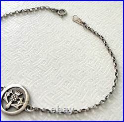 Vintage Sterling Silver Scottish Thistle Bracelet 7.25 ST SIL 925 H-in-Circle