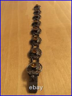 Vintage Sterling Silver WBS Celtic Scottish Thistle Citrine Gemstone Bracelet