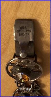 Vintage Sterling Silver WBS Celtic Scottish Thistle Citrine Gemstone Bracelet