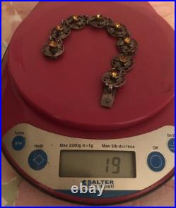 Vintage Sterling Silver WBS Celtic Scottish Thistle Citrine Gemstone Bracelet