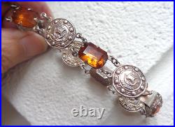 Vintage Stg. Silver Citrine Iona Viking Ship Scottish Bracelet c. 1960s Ward Bros