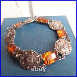 Vintage Stg. Silver Citrine Iona Viking Ship Scottish Bracelet c. 1960s Ward Bros