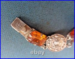 Vintage Stg. Silver Citrine Iona Viking Ship Scottish Bracelet c. 1960s Ward Bros
