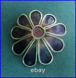 Vintage Stg. Silver Scottish Enamel Flower / Floral Brooch Norman Grant h/m 1971