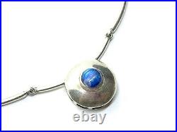 Vintage TJL Hallmarked Scottish Sterling Silver Labradorite Choker Necklace 43g