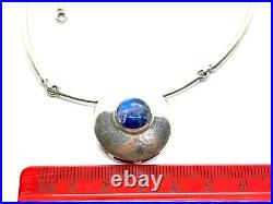 Vintage TJL Hallmarked Scottish Sterling Silver Labradorite Choker Necklace 43g