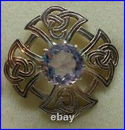 Vintage Thomas Ebbutt Sterling Silver Scottish Amethyst Brooch/Pin Hallmark