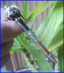 Vintage Victorian LARGE Scottish Silver Agate Sword Cutlass Brooch c. 1880/90s