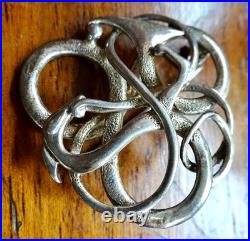 Vintage h/m STERLING SILVER signed Ola Gorie Viking Sjusta Scottish brooch -76