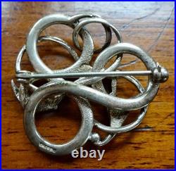 Vintage h/m STERLING SILVER signed Ola Gorie Viking Sjusta Scottish brooch -76