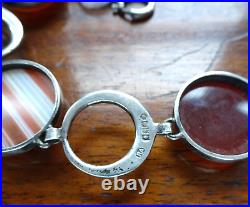 Vintage robert allison h/m 1959 Scottish SILVER AGATE Celtic chain bracelet -16
