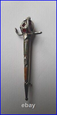 Vintage scottish sterling silver Johnson & Sons Highland Sword Pin