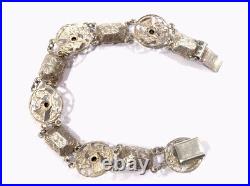 Vintage sterling silver Citrine Paste Scottish Thistle bracelet Gift Boxed