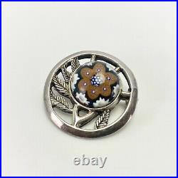 Vtg 1973 Scottish Caithness Glass Scotland Sterling Silver Brooch Millefiori